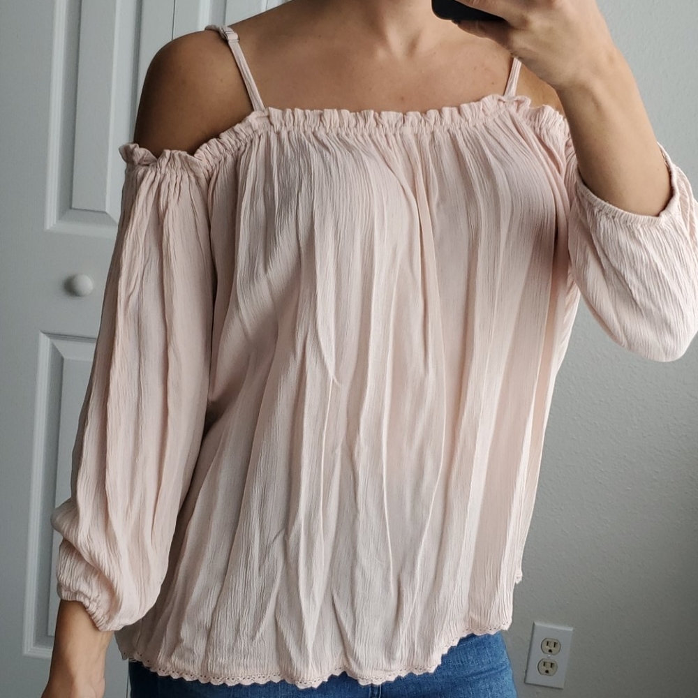 Light Pink Off The Shoulder Top